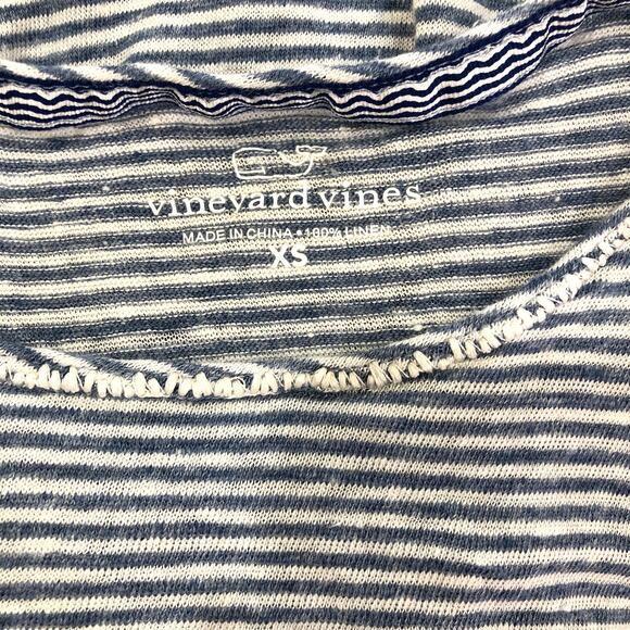 Vineyard Vines Blue White Striped 100% Linen Nautical Racerback Dress XS - Picture 5 of 6